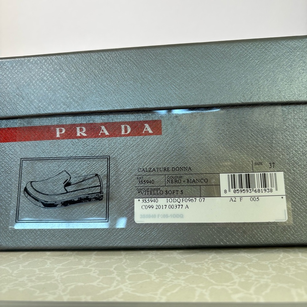Prada Women's Black Leather Slip-On Loafers - Picture 6 of 10
